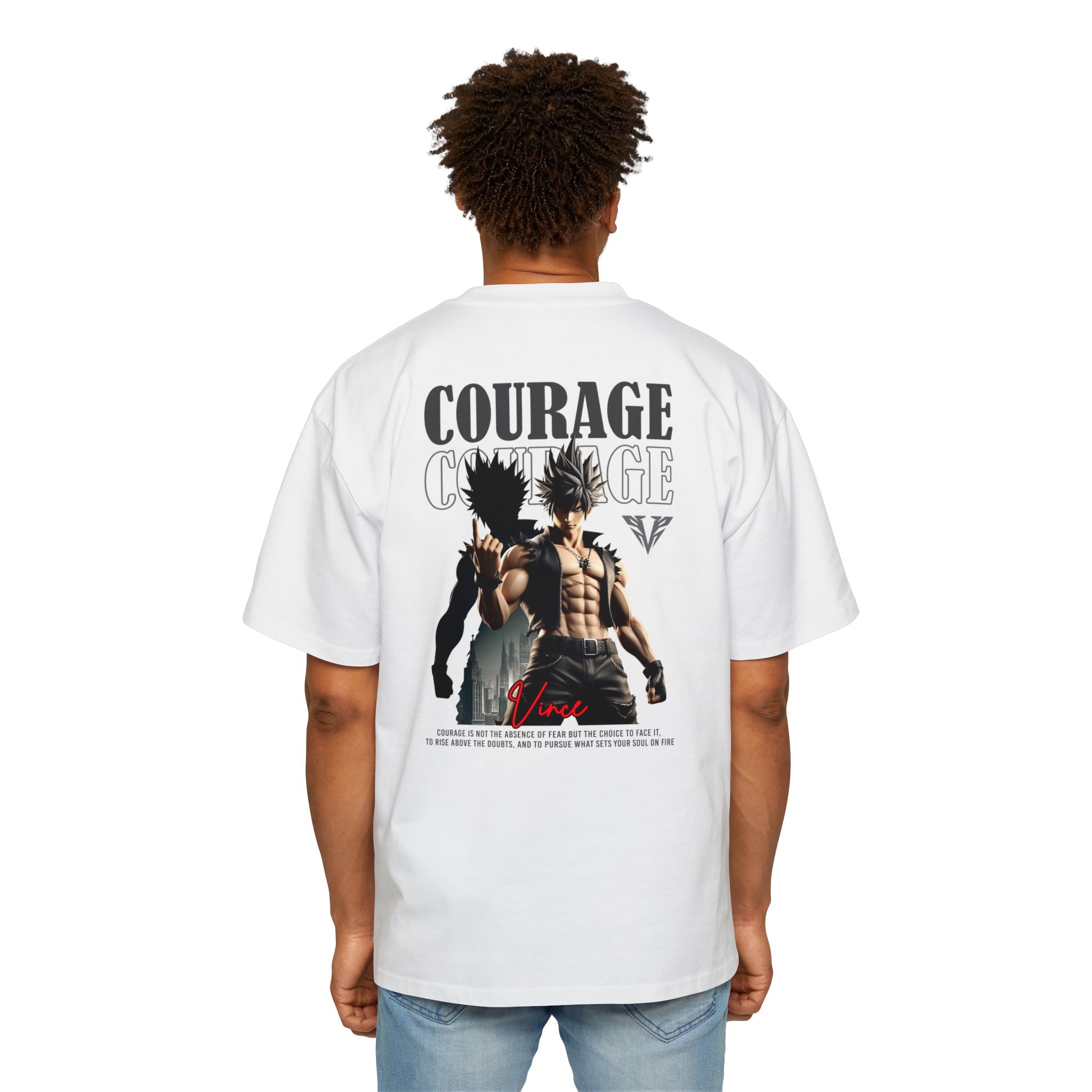 Courage Men's Heavy Oversized Tee - Courage & Strength Graphic T-Shirt